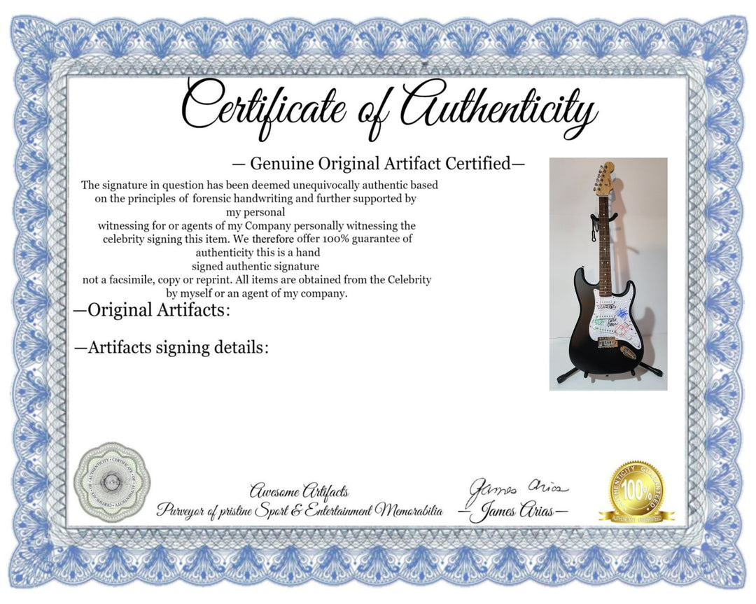 Incubus, Dirk Lance, Jose Pasillas, Mike Einzinger and Brandon Boyd, Fender Stratocaster electric guitar signed with proof