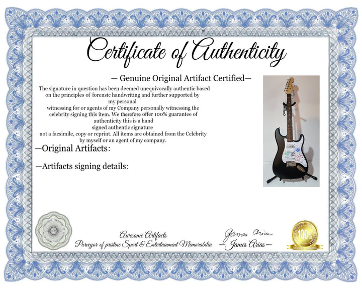 Incubus, Dirk Lance, Jose Pasillas, Mike Einzinger and Brandon Boyd, Fender Stratocaster electric guitar signed with proof