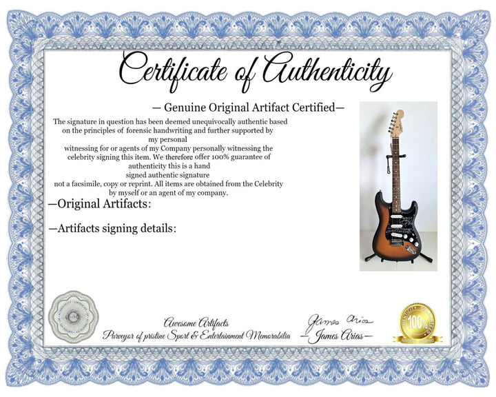 Black Sabbath, Ozzy Osbourne, signed with inscription for Ronnie James Dio, Fender Stratocaster electric guitar signed with proof