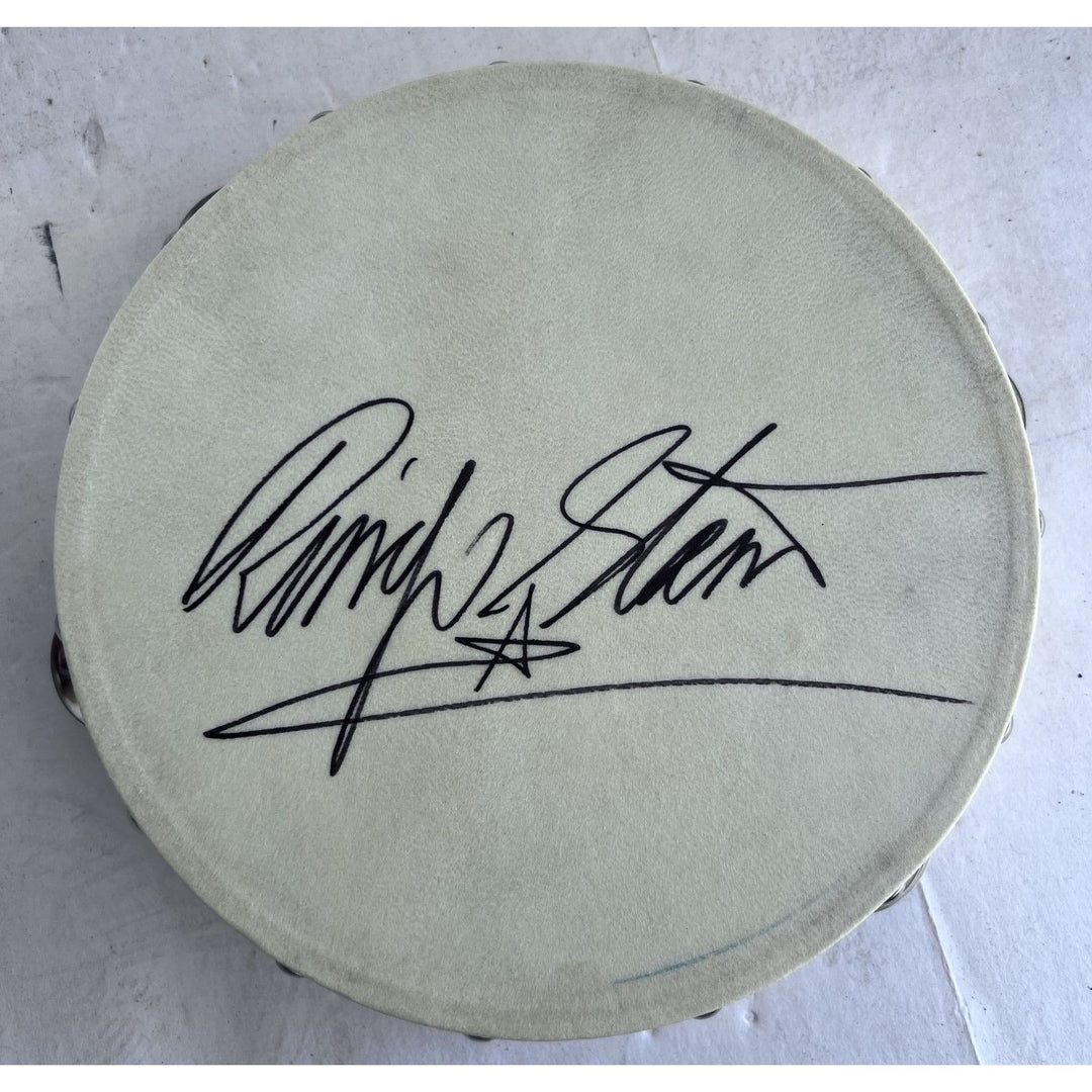 Ringo Starr legendary drummer of The Beatles 10-in tambourine signed with proof