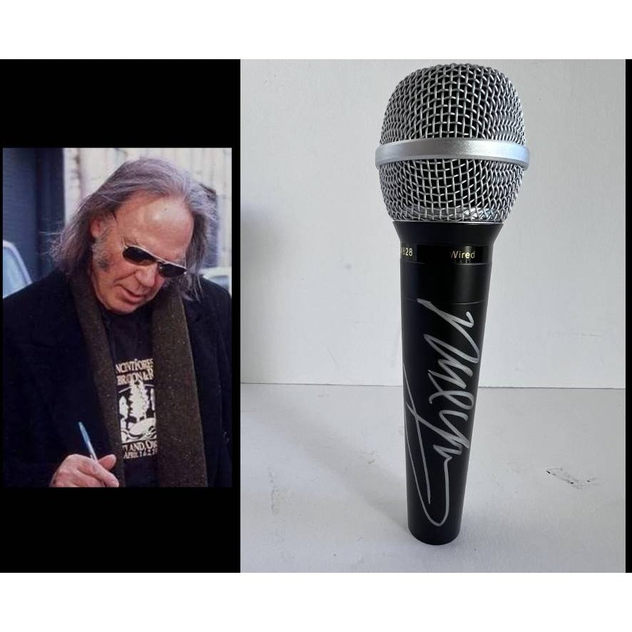 Neil Young Microphone signed with proof
