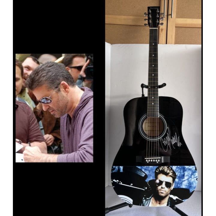 George Michael full size acoustic guitar One of a Kind signed with proof