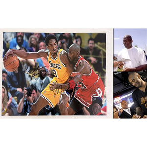 Kobe Bryant Los Angeles Lakers and Michael Jordan Chicago Bulls 16x20 photograph signed with proof