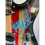 Load image into Gallery viewer, CSNY Neil Young David Crosby Stephen Stills Graham Nash USA American flag electric guitar signed with proof
