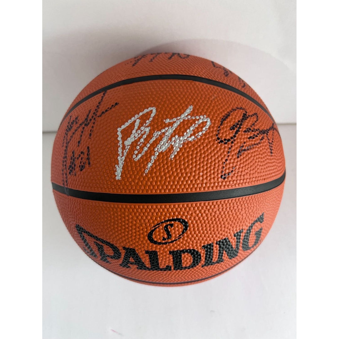 Boston Celtics 2023-24 Jayson Tatum Jrue Holiday Jaylen Brown Kristaps Porzingis complete team Spalding NBA full size basketball with proof