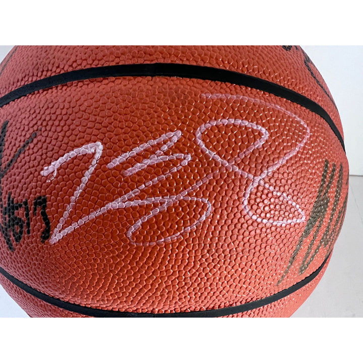 LeBron James Steph Curry Kevin Durant Anthony Davis Damian Lillard NBA superstars Spalding basketball signed with proof