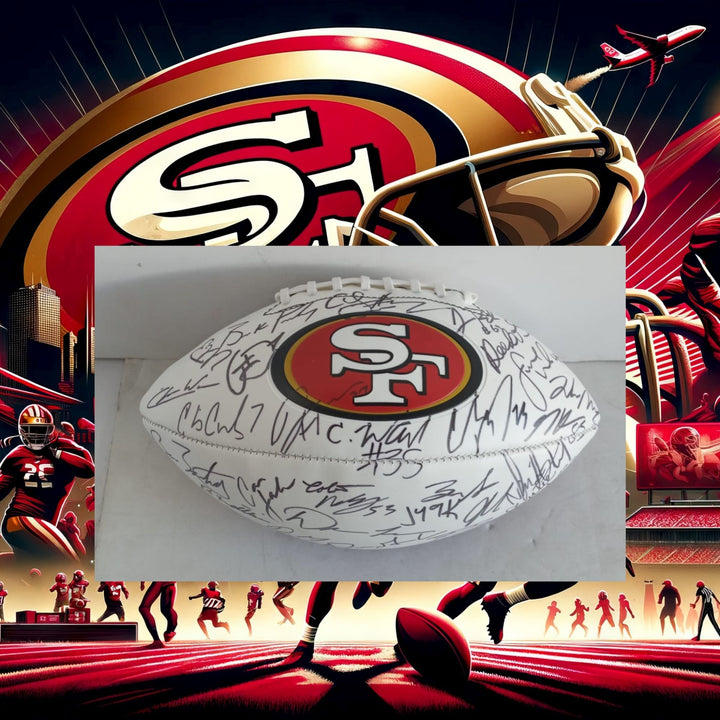 San Francisco 49ers Christian McCaffrey George Kittle 2023 24 NFC champions team signed football with proof