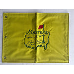 Load image into Gallery viewer, Jack Nicklaus signed and inscribed with Master&#39;s championships and Tom Watson Masters embroidered pin flag signed with proof
