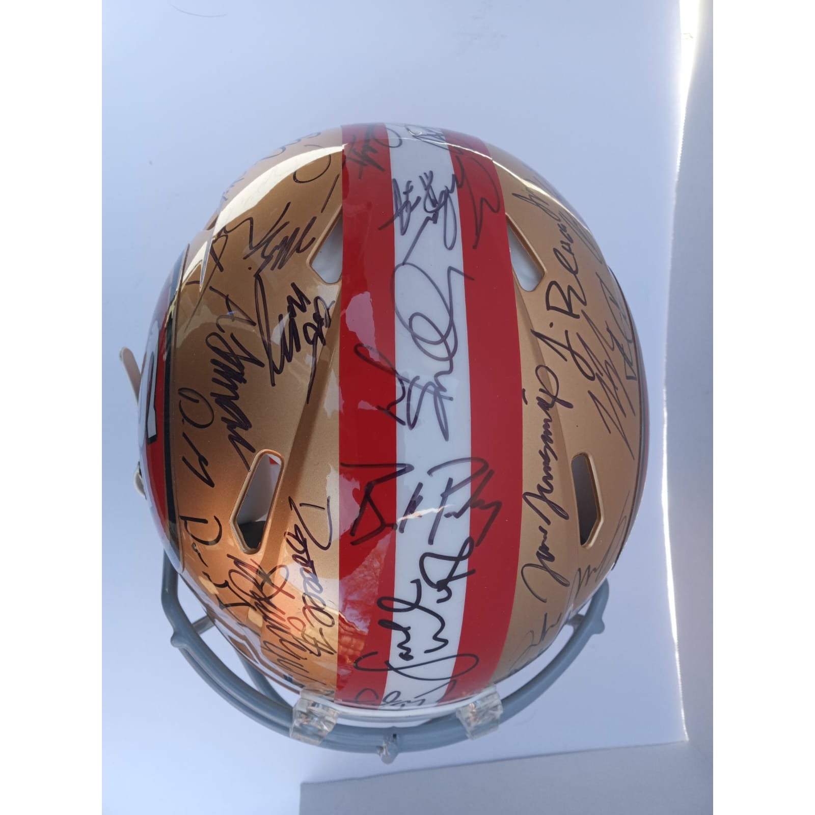 Brock Purdy Deebo Samuel Christian McCaffrey 2023 San Francisco 49ers Riddell speed pro model team signed helmet signed with proof