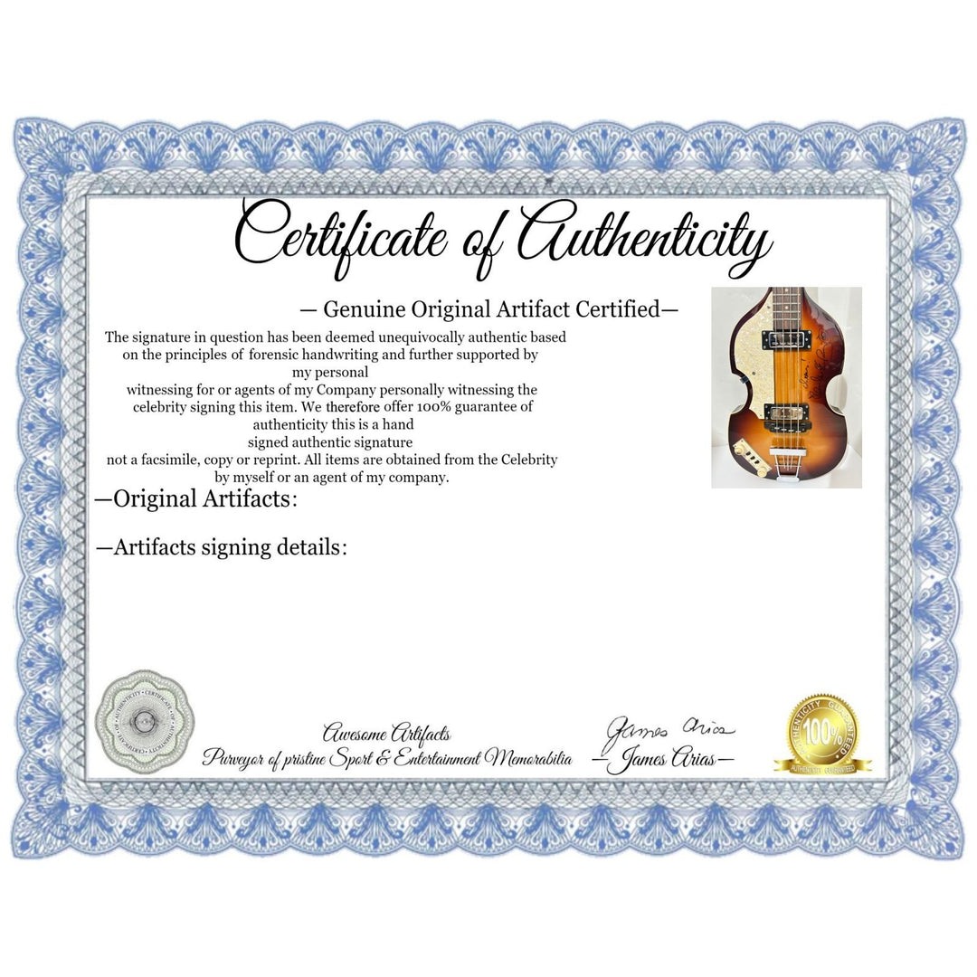 Paul McCartney of the Beatles & Wings Hofner left handed Bass guitar just like he played signed with proof