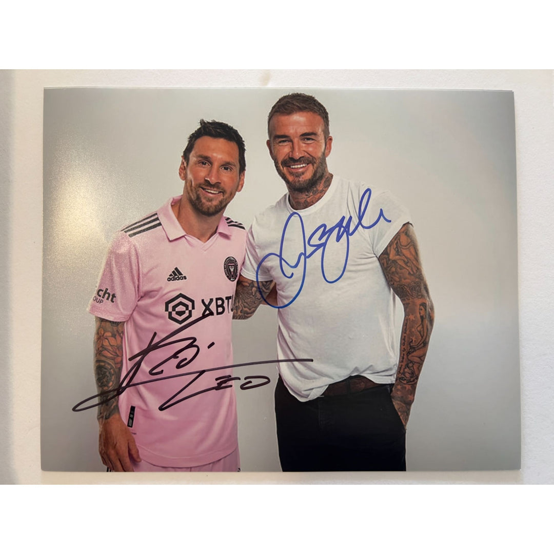 Lionel Messi, David Beckham soccer Legends 8x10 photo signed by with proof