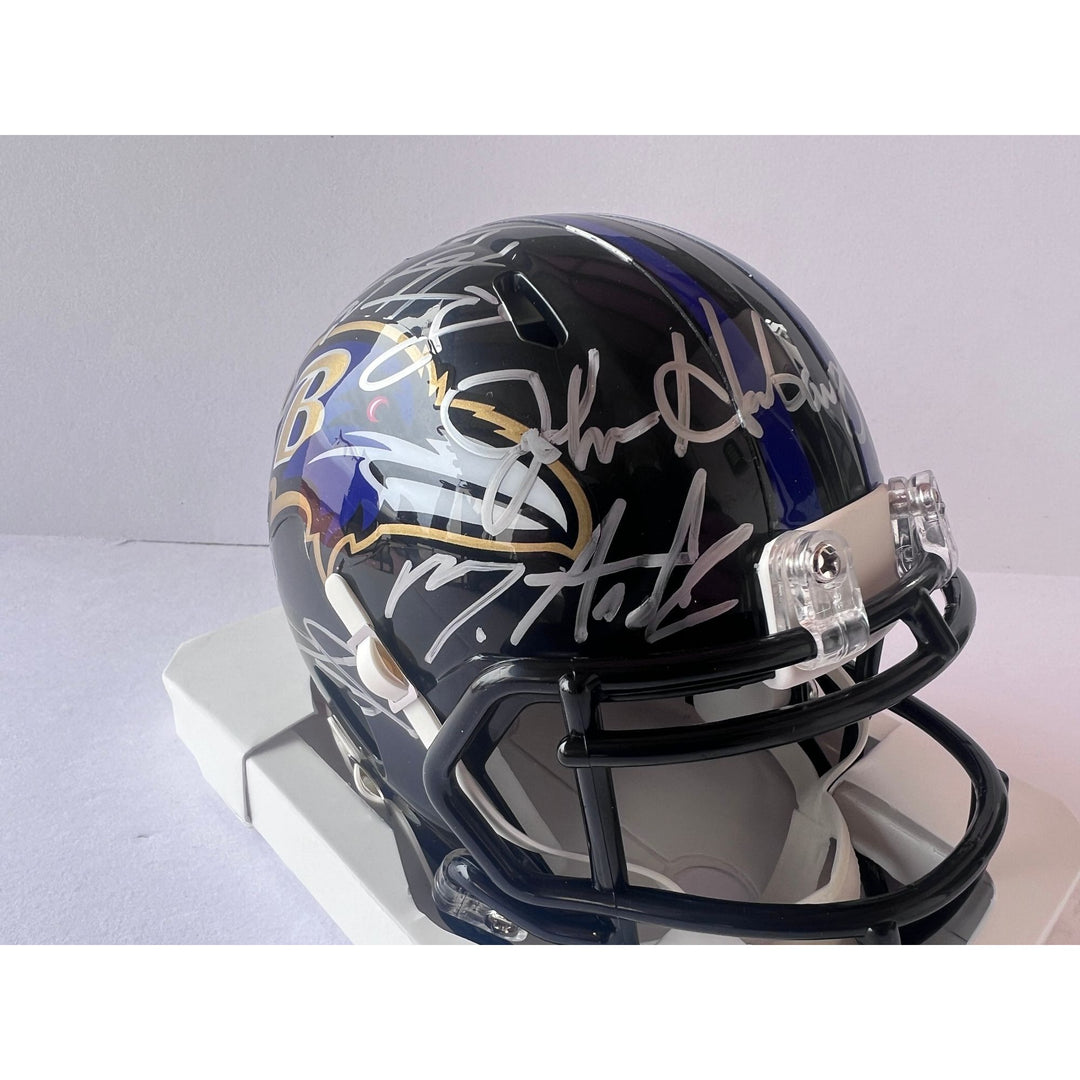 Baltimore Ravens John Harbaugh, LaMar Jackson, Justin Tucker, Mark Andrews, Odell Beckham Jr. Roquan Smith mini helmet signed with proof