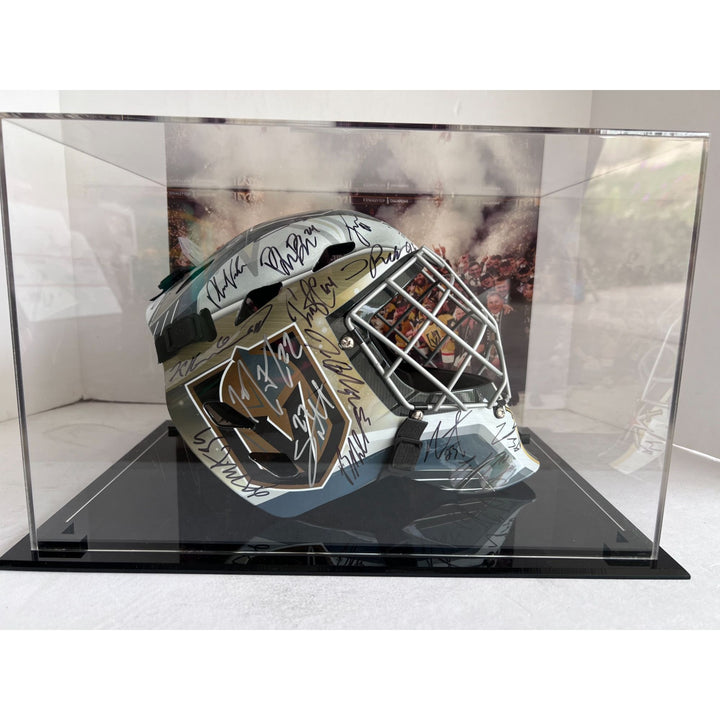 Las Vegas Knights 2022-23 Stanley Cup Champions Team signed mask with acrilyc display case