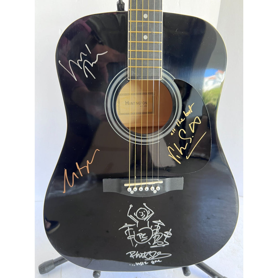 Phil Collins Peter Gabriel Mike Rutherford Tony Banks Genesis full size acoustic guitar signed with proof