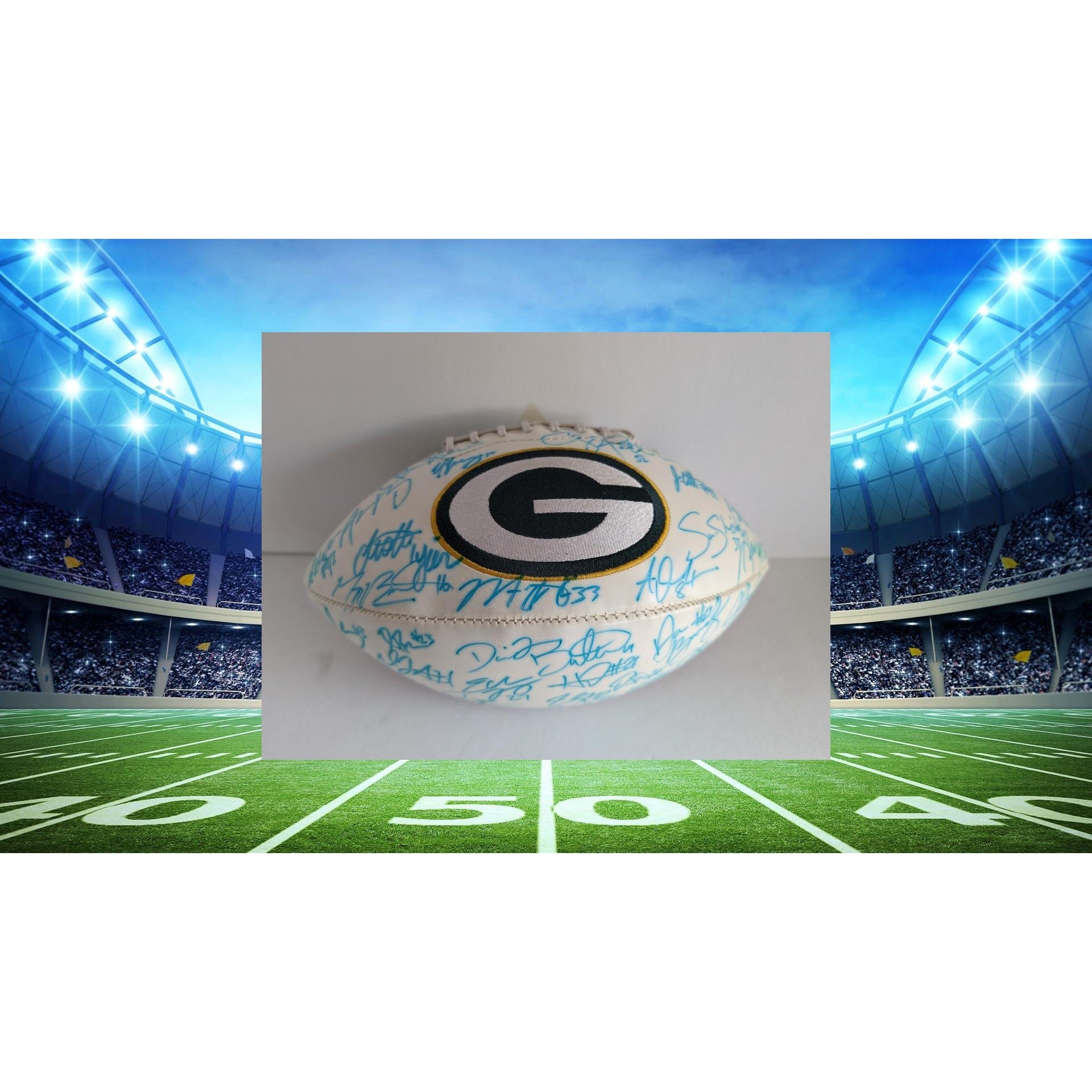 Green Bay Packers Aaron Rodgers Clay Matthews team signed football