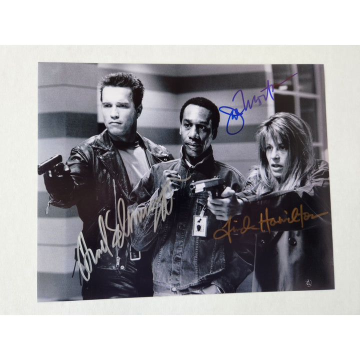 Arnold Schwarzenegger Linda Hamilton Joe Morton Terminator 2  8x10 photo signed with proof