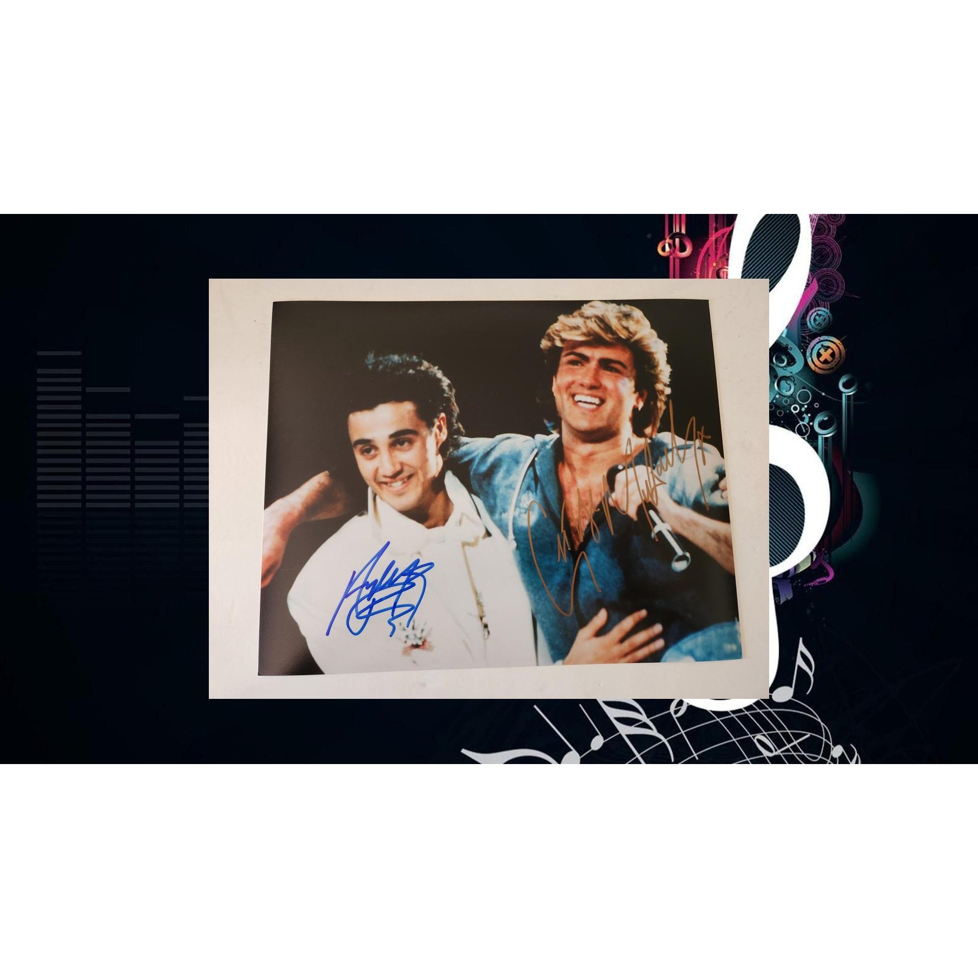 George Michael Andrew Ridgeley 8x10 photo signed with proof