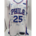 Load image into Gallery viewer, Philadelphia 76ers 2018- 2019 Joel embiid size 50 embroidered game model jersey signed
