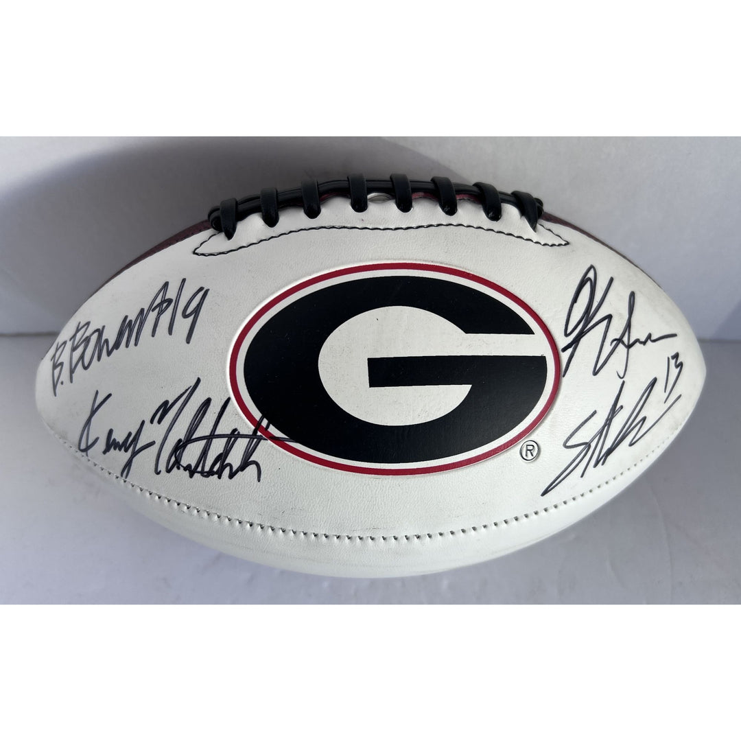 Kirby Smart Stetson Bennett Brock Bowers Georgia Bull Dogs Full size football signed with proof