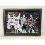 Load image into Gallery viewer, Kiss Gene Simmons Ace Frehley Peter Chris Paul Stanley electric guitar pickguard signed and framed with proof
