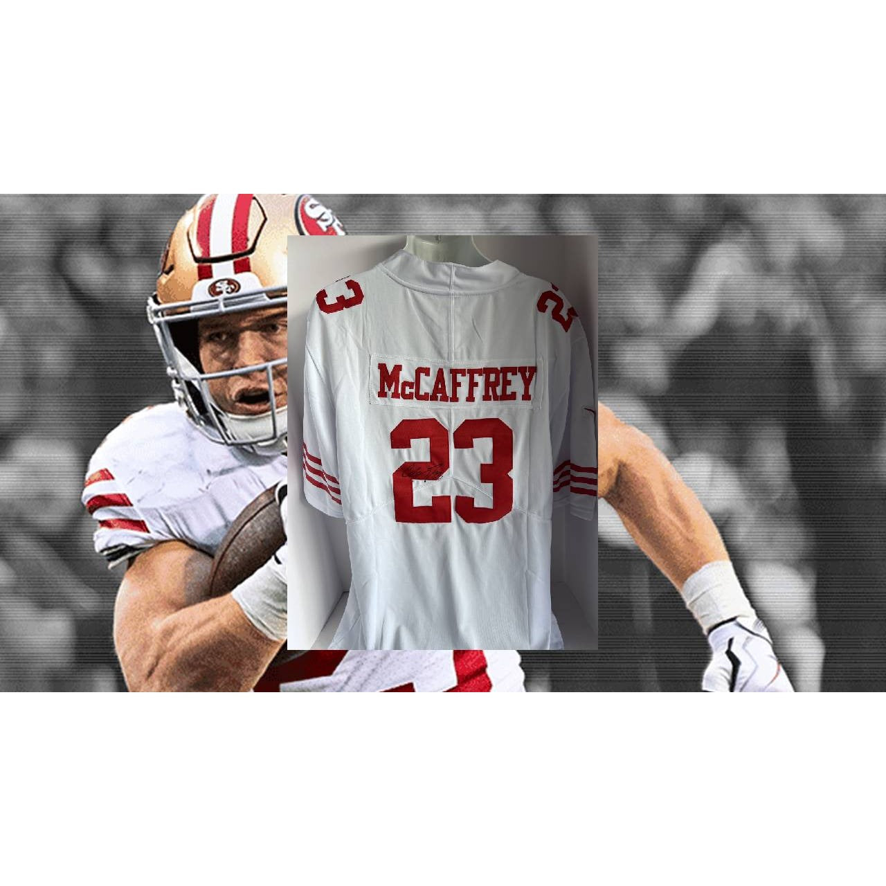 Christian McCaffrey San Francisco 49ers Nike size extra large game model jersey signed with proof