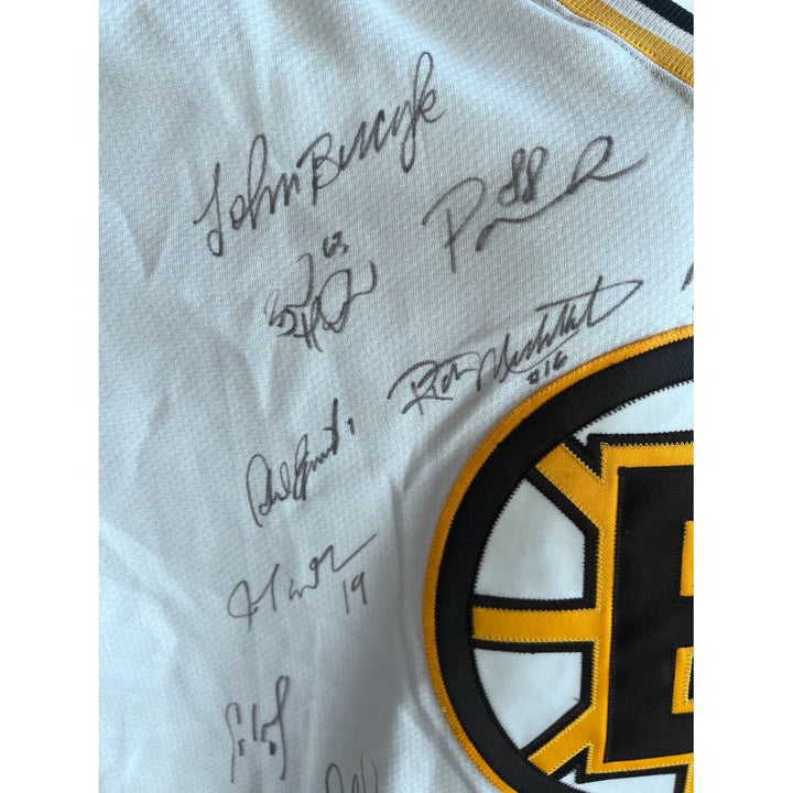 Boston Bruins game model Jersey all-time great signed Milt Schmidt Johnny Bucyik Ray Bourque Bobby Orr Phil Esposito Awesome Artifacts