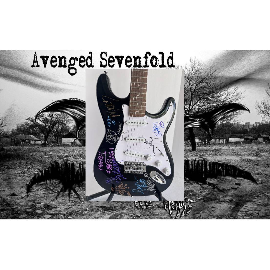 Avenged Sevenfold Huntingdon Stratocaster full size electric guitar signed with proof
