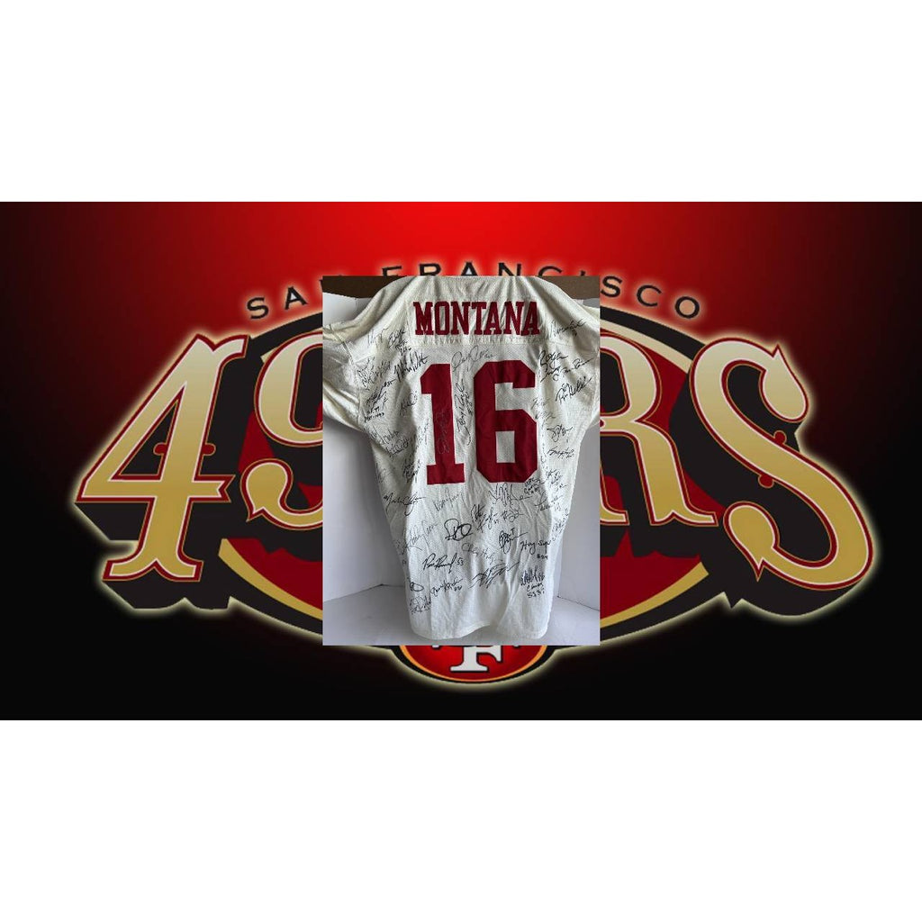 San Francisco 49ers 1988 -89  Joe Montana size xl Super Bowl Champions team signed game model jersey signed with proof