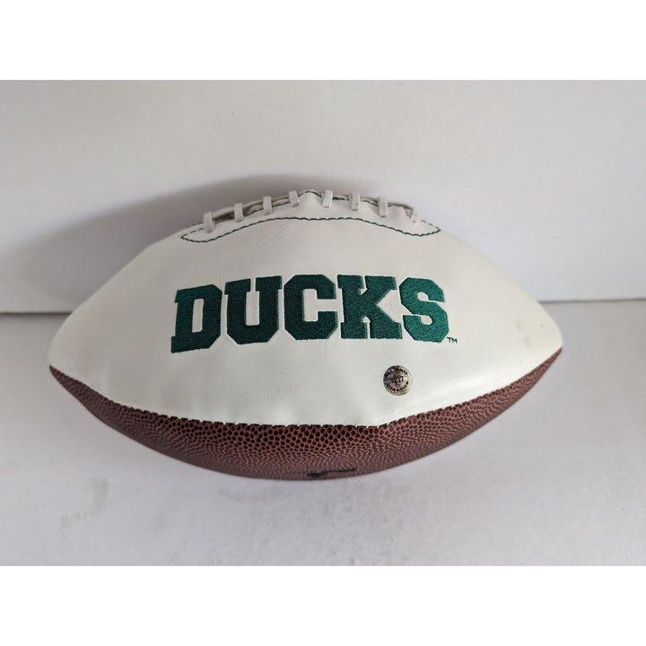 Oregon Ducks Dan Fouts Rich Brooks Chip Kelly Marcus Marriota all time greats signed football