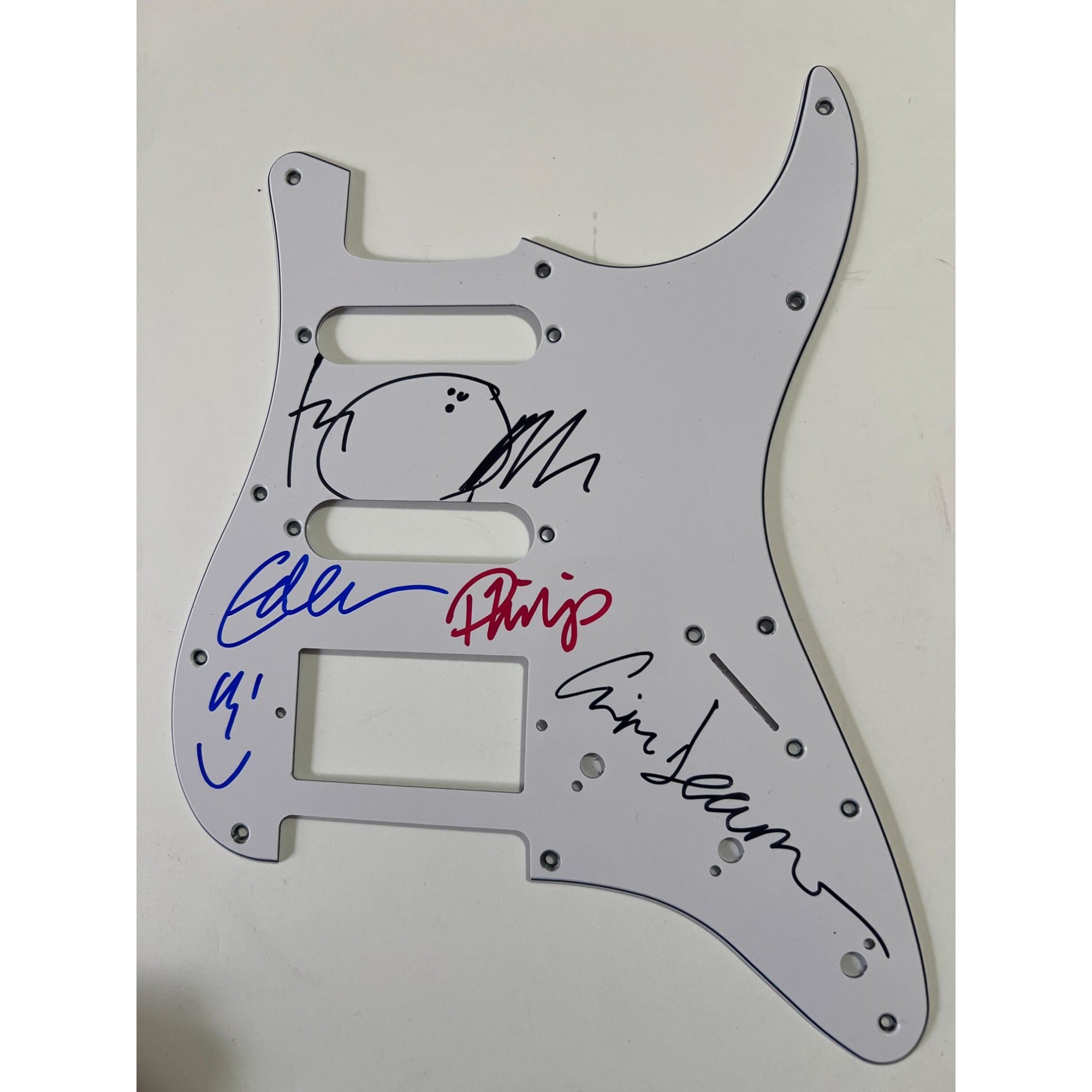 Thom Yorke Radiohead electric guitar pickguard signed with proof