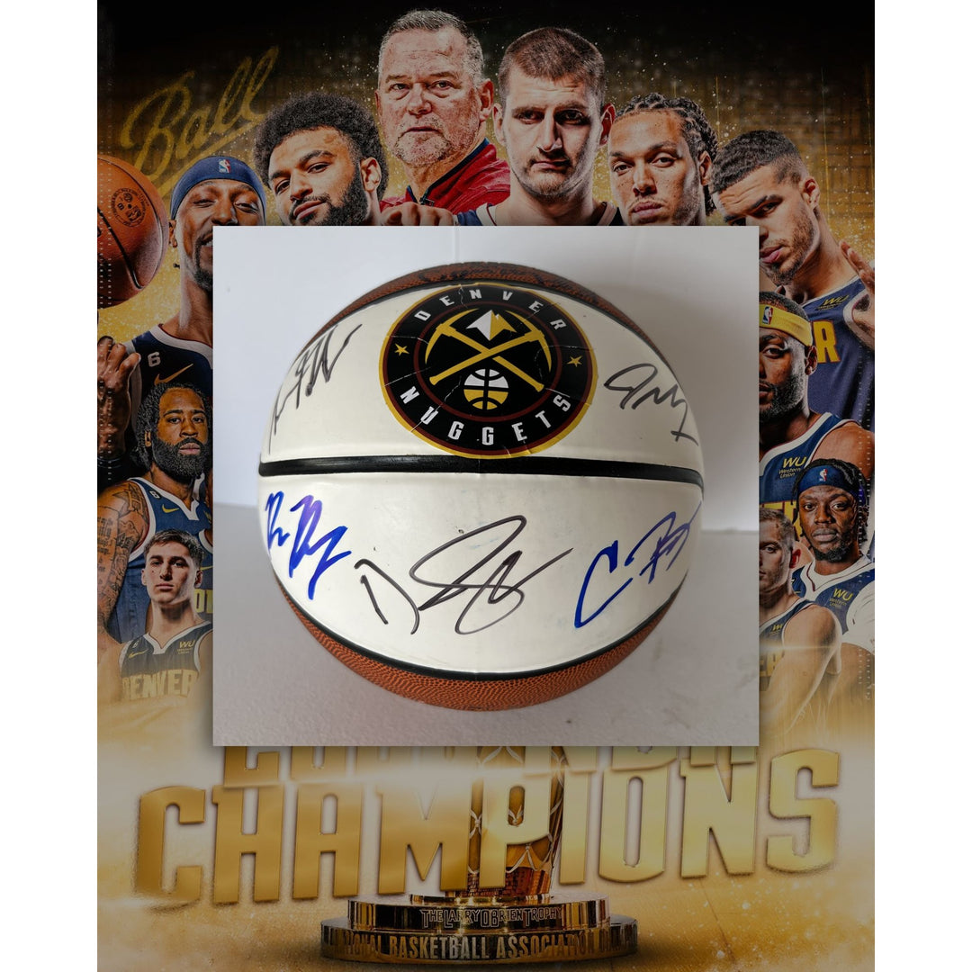 Denver Nuggets Nicola Jokic Jamal Murray 2022-23 Team signed NBA Spalding basketball signed with proof