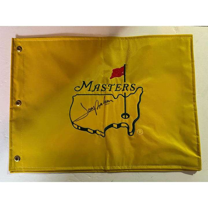 Jon Rahm Masters champion 2023 signed golf flag with proof