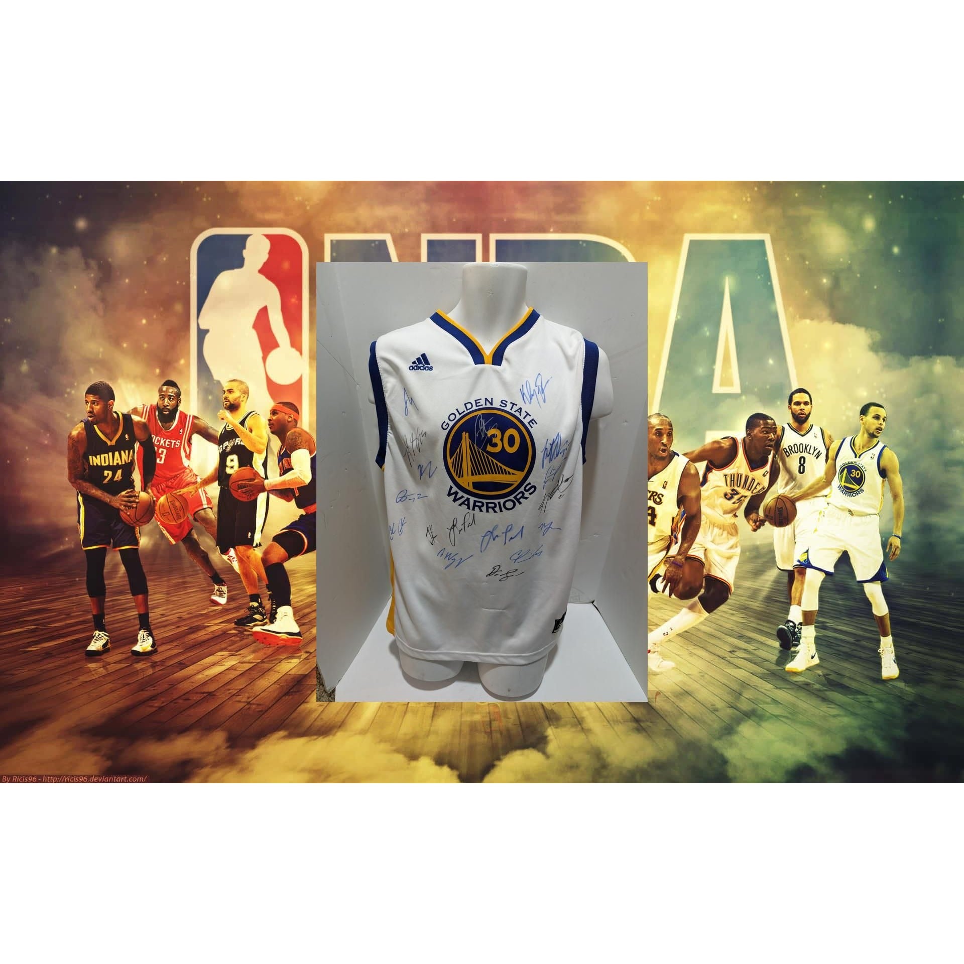 Golden State Warriors Stephen Curry Draymond Green  Klay Thompson 2022 23 NBA champions team signed jersey with proof