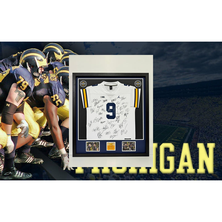 JJ McCarthy Jim Harbaugh Michigan Wolverines full team 2023 -24 National Champions team signed jersey with proof 42x32