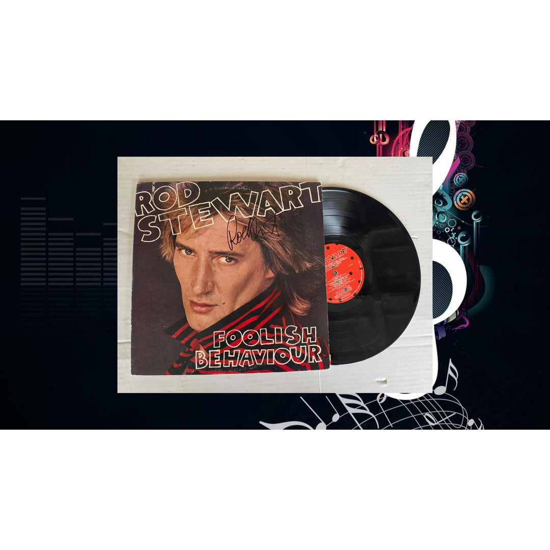 Rod Stewart ''Foolish Behaviour'' LP signed with proof.