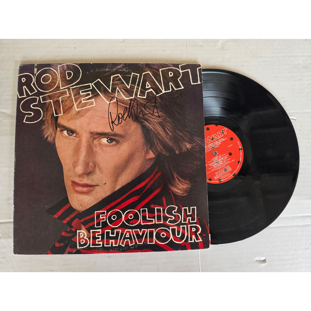 Rod Stewart ''Foolish Behaviour'' LP signed with proof.