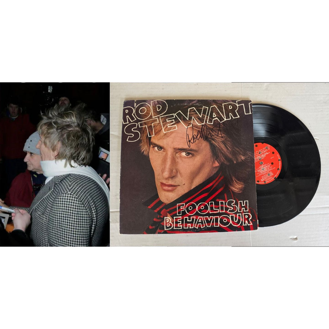 Rod Stewart ''Foolish Behaviour'' LP signed with proof.
