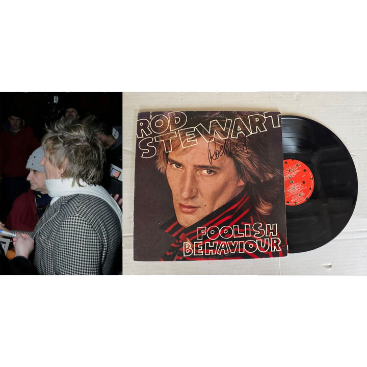 Rod Stewart ''Foolish Behaviour'' LP signed with proof.