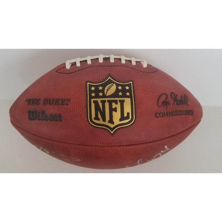 Seattle Seahawks Russell Wilson, Marshawn Lynch NFL game model football signed with proof with free case