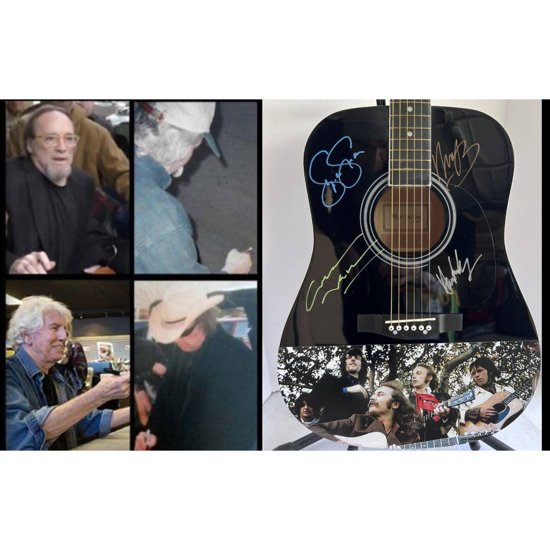 CSNY David Crosby Neil Young Graham Nash Stephen Stills full size acoustic guitar signed with proof