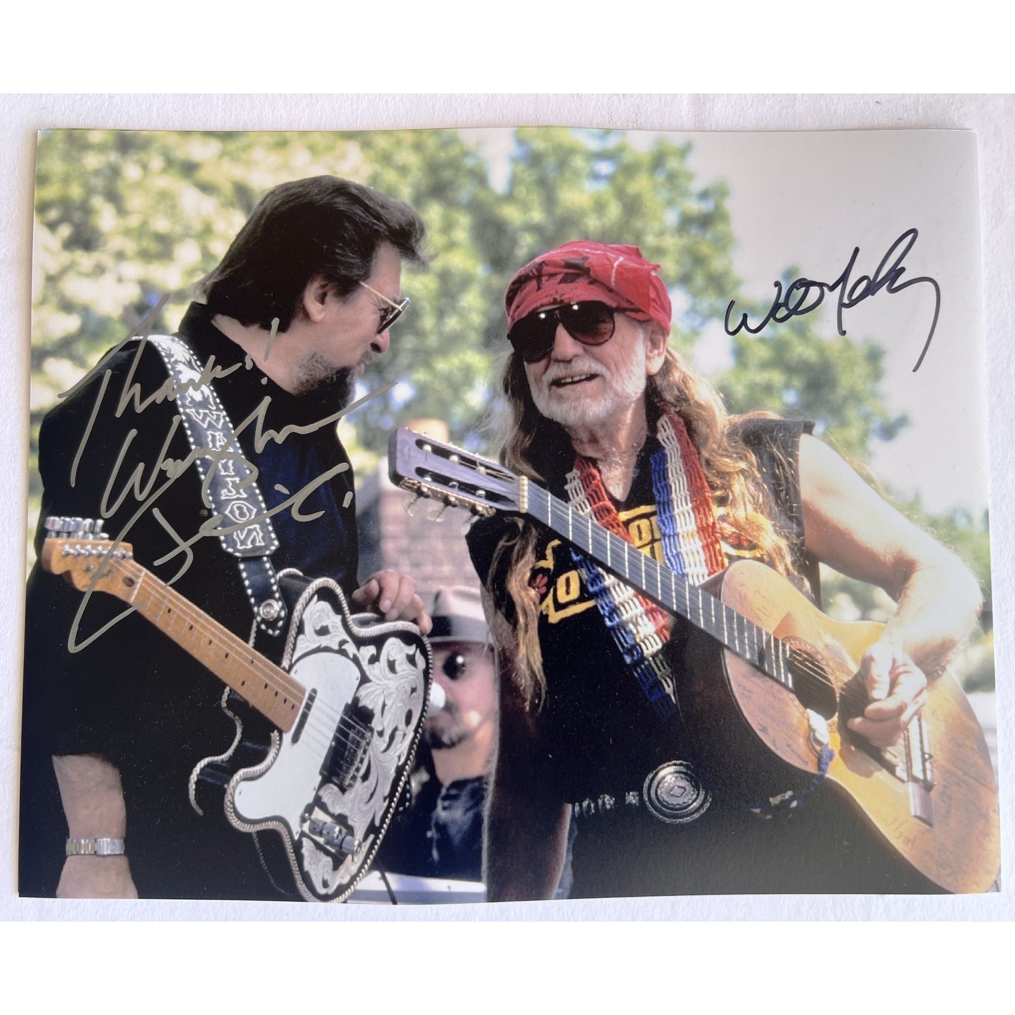 Waylon Jennings Willie Nelson 8x10 photo signed with proof