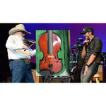 Load image into Gallery viewer, Charlie Daniels signed and inscribed &quot;The Devil Went Down To GA&quot; full size fiddle signed with proof
