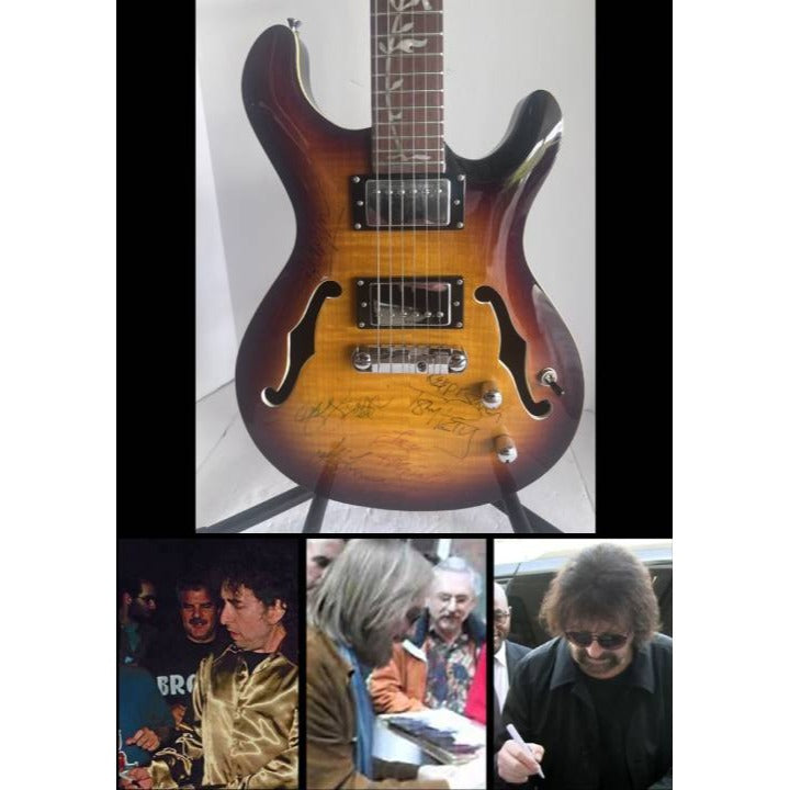 Traveling  Wilburys Roy Orbison Jeff Lynne Bob Dylan Tom Petty George Harrison vintage electric guitar signed  with proof