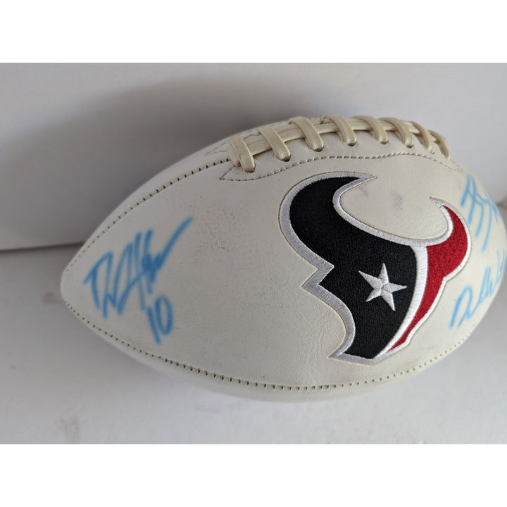 Houston Texans JJ Watt DeShaun Watson Andre Johnson full size football signed