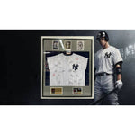 Load image into Gallery viewer, Aaron Judge 2022 New York Yankees size extra large team signed jersey with proof &amp; museum quality frame
