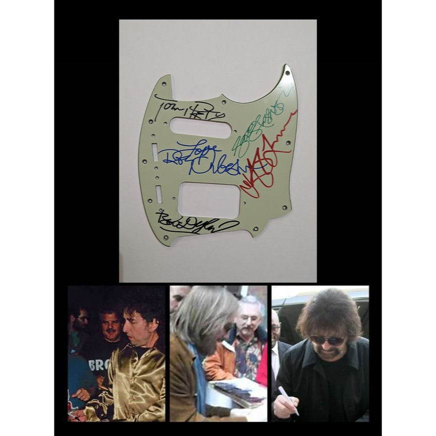 Traveling Wilbury's  Roy Orbison Bob Dylan Tom Petty Jeff Lynne George Harrison pickguard signed with proof