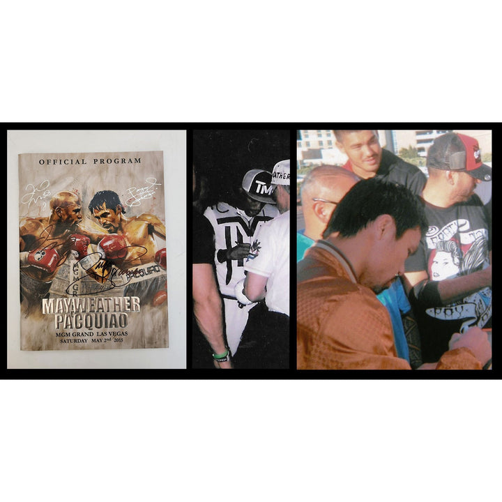 Manny Pacquiao and Floyd Mayweather Jr original full fight program May 2nd 2015 signed with proof