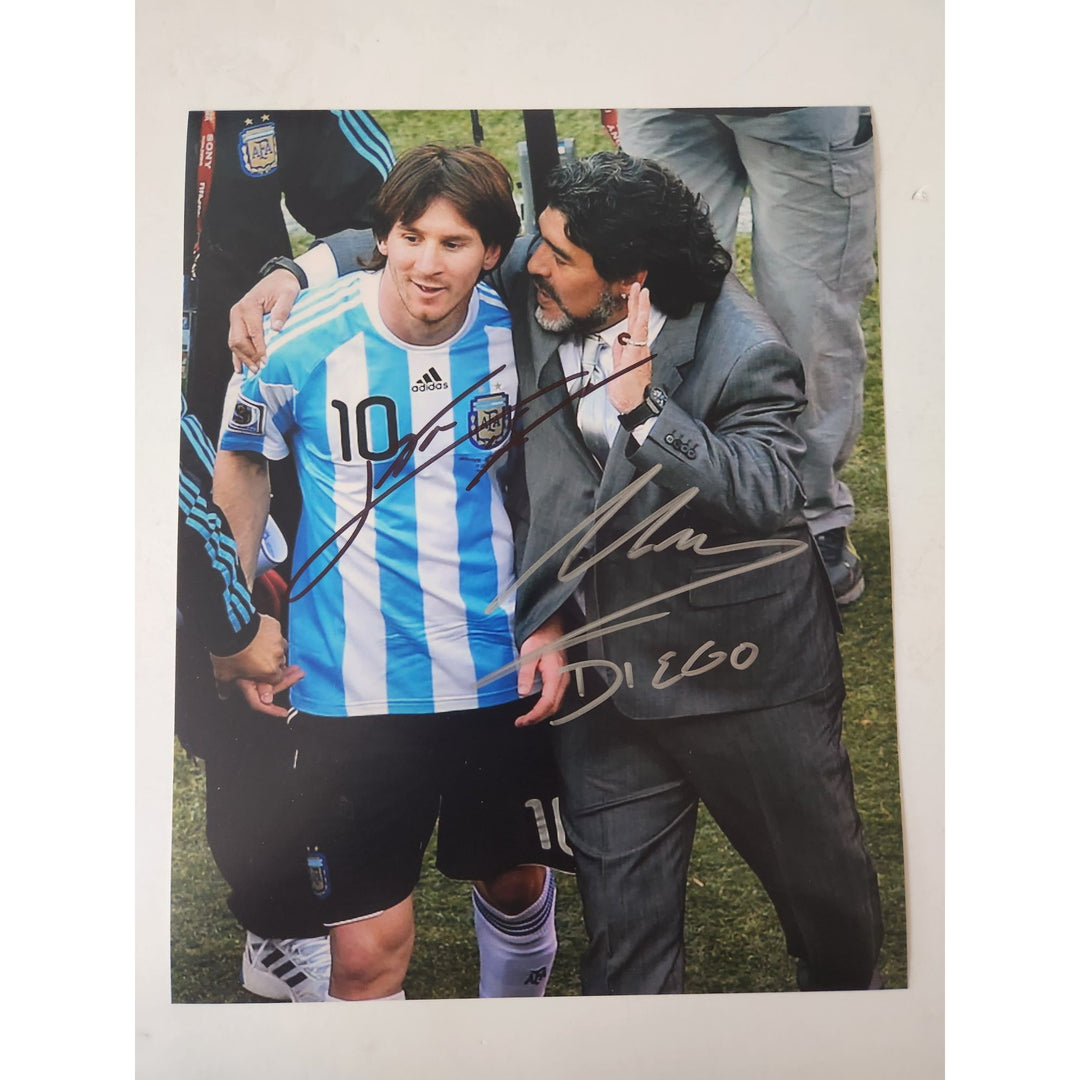 Lionel Messi Diego Maradona Argentina soccer Legends 8x10 photo signed with proof