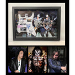 Load image into Gallery viewer, Kiss Gene Simmons Ace Frehley Peter Chris Paul Stanley electric guitar pickguard signed and framed with proof
