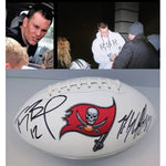 Load image into Gallery viewer, Tampa Bay Buccaneers Tom Brady and Rob Gronkowski full size logo football signed with proof
